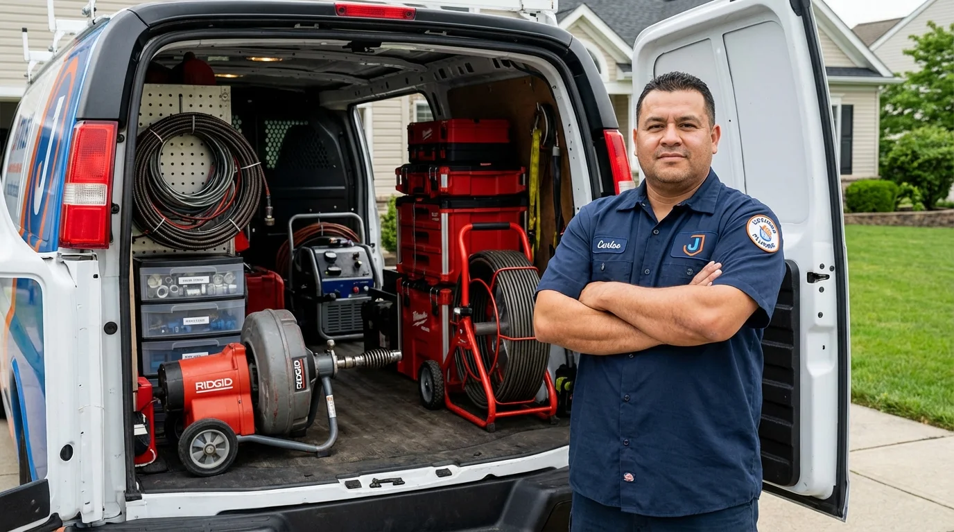Professional drain cleaning equipment and Johns Plumbing LLC plumber in Friendswood