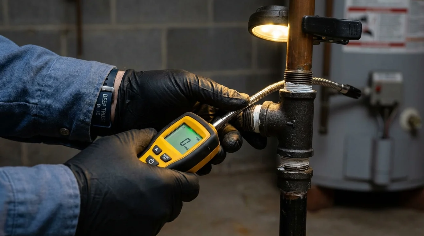 Gas leak detection with electronic sniffer by Johns Plumbing LLC in Friendswood