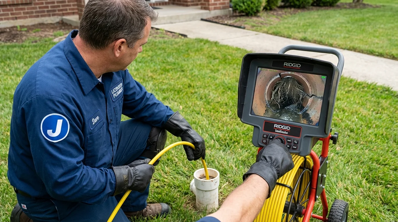 Sewer camera inspection being performed by Johns Plumbing LLC in Friendswood
